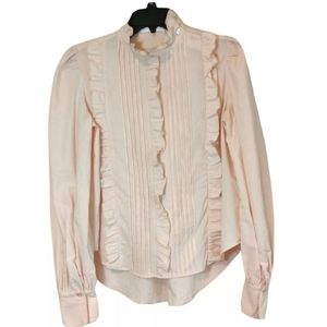 See By Chloe Women's Light Pink Long Sleeve Blouse With Ruffles Size 38
